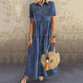 Jazmín Boutique Denim Style Maxi Dress Premium Wardrobe Essential