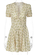 V Neck Short Sleeve A-Line Mini Dress