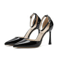 Sexy Patent Leather Pointed Toe Women Pumps with Buckle Strap and Thin High Heels