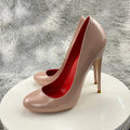 Nude and Black Patent Leather Stiletto Pumps for Women