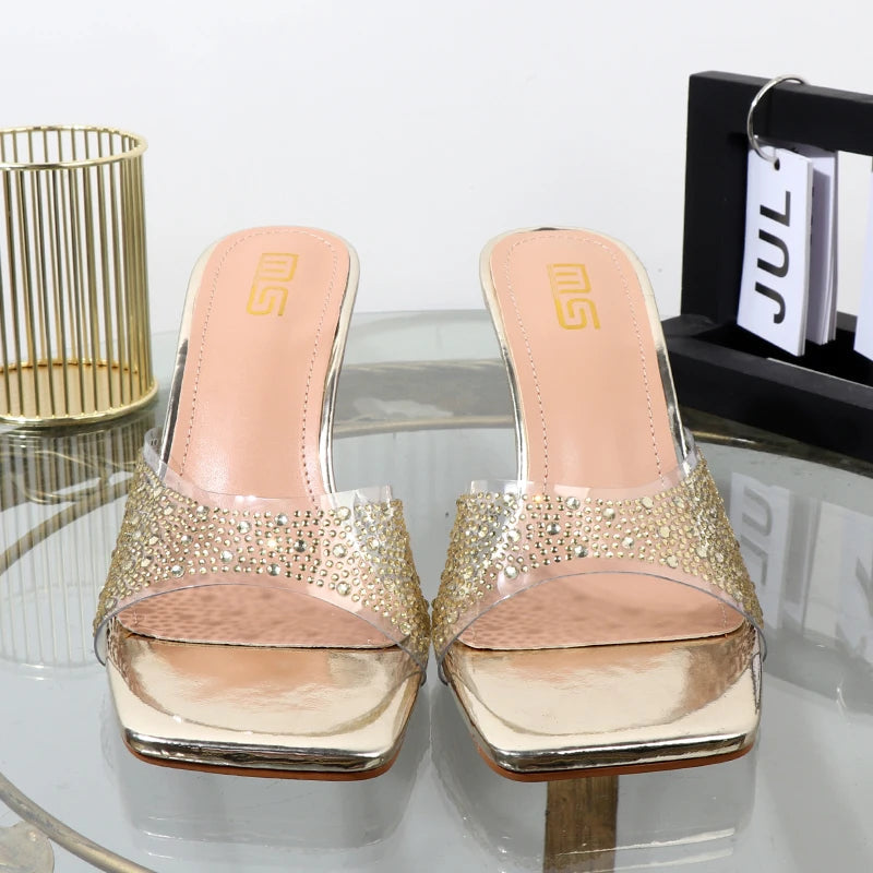Summer Rhinestone Thin Heel High Heel Sandals Luxury Designer 8.5CM