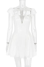 Pleated Square Neck Sleeveless A-Line Mini Dress
