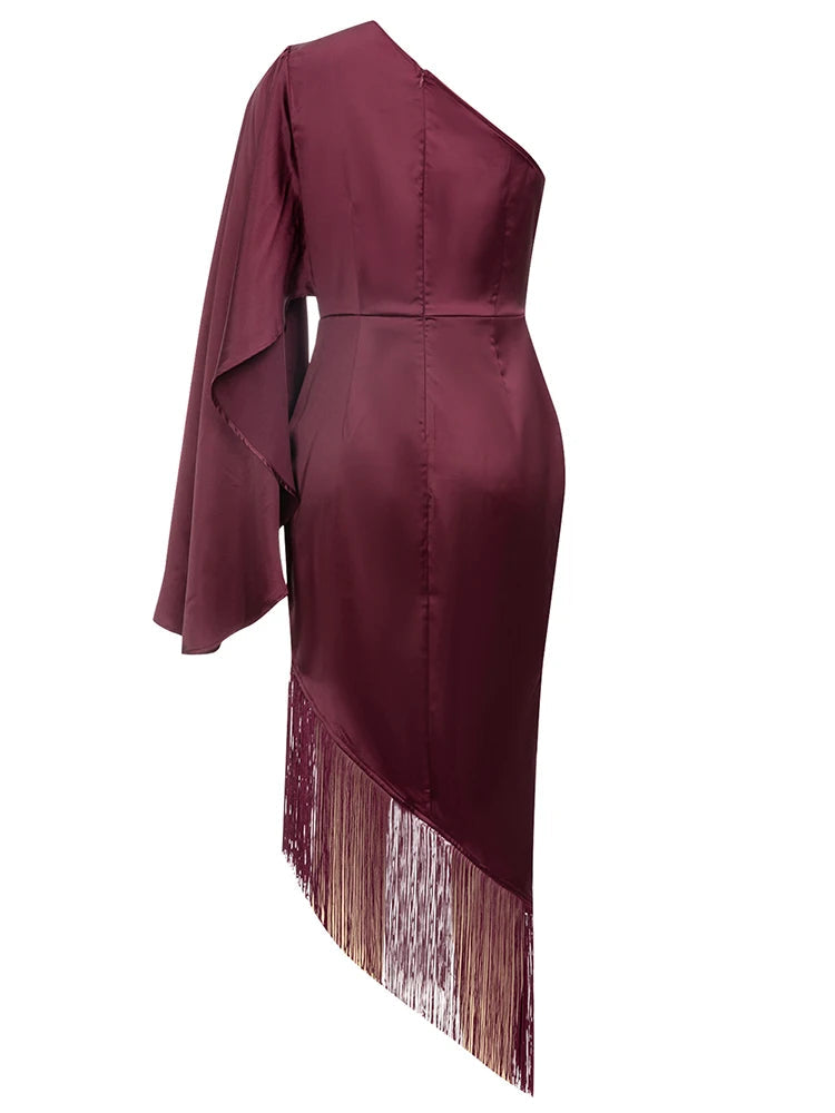 Rosalie Fringe Hem Satin Dress