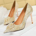 Rhinestone Pearl Flower High Heel Luxury Party Shoes Woman