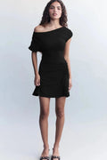 Sleeveless One Shoulder Irregular Slim Mini Dress