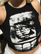 Printed Y2K Cropped Tank Cami Top
