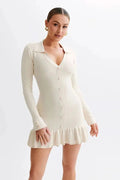 Elegant Lace-Up A-Line Mini Dress
