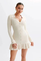 Elegant Lace-Up A-Line Mini Dress