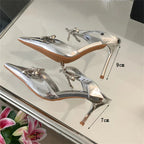 Crystal Butterfly-knot Pointed Toe Women Pumps Mule Shoes