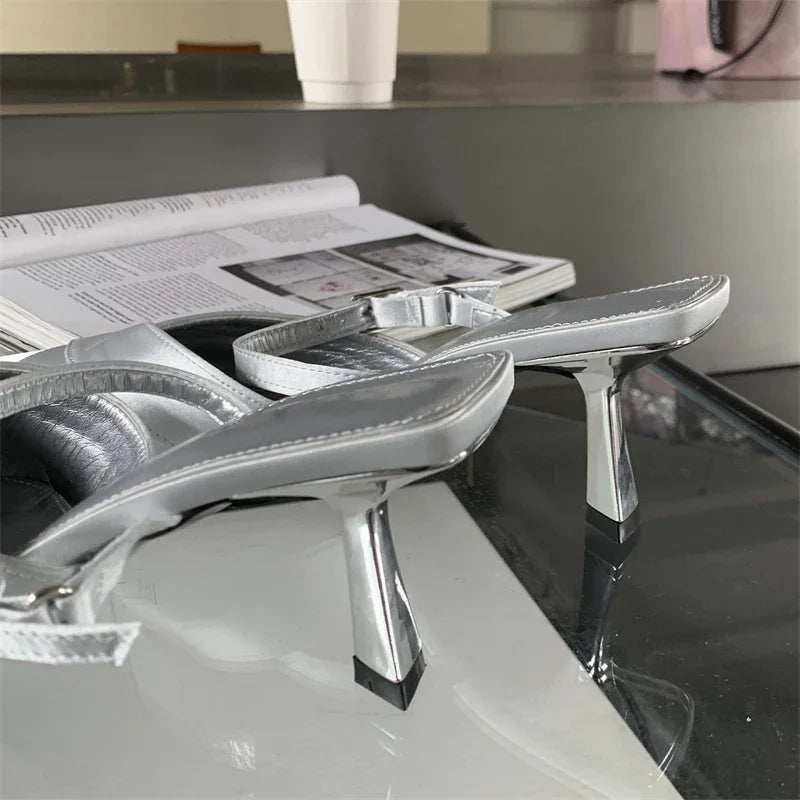 Shallow Pointed Toe Women Pumps with Buckle Strap and Thin Heels