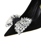 Rhinestone Bowknot Women Pumps - Luxury High Heels for Fashion Banquets