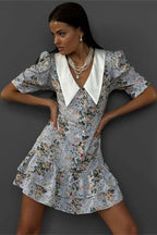 V-Neck Short Sleeve Mini Dress