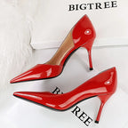 Patent Leather Stiletto Pumps - 8 cm Heels - Fashionable Party Shoes for Women