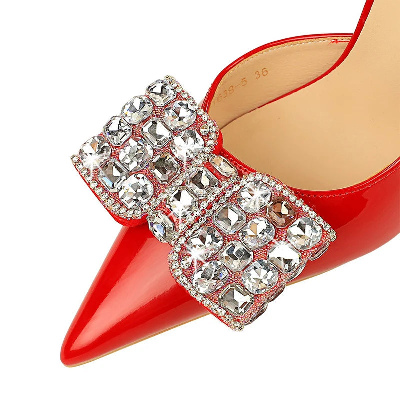 Rhinestone Women's High Heel Pumps in Patent Leather