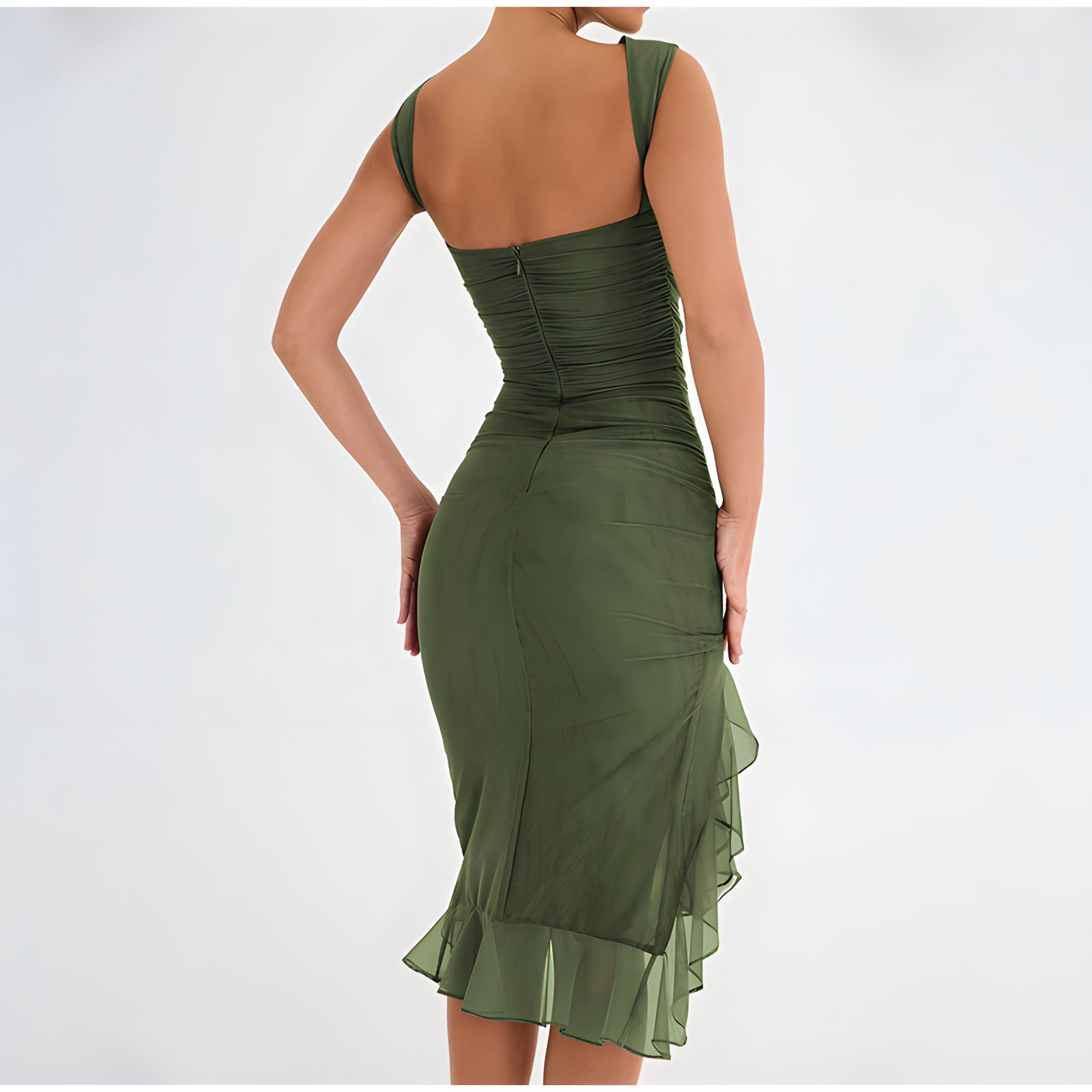 Irene Elevated Midi Dress with Ruffles Occasion Wear