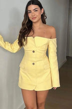 Off Shoulder Long Sleeve Mini Dress