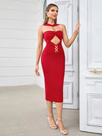 Ireka Red Cut Out Midi Dress