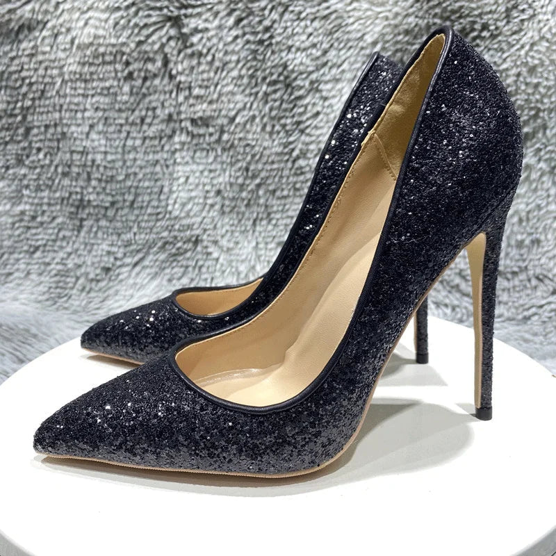 Sequined Pointy Toe High Heel Shoes for Women