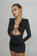 Sequined Mini Dress with Hollow Straps