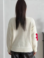 Autumn Knitted Women Sweater Sweet Flower Loose Long Sleeve O-neck Female Pullovers 2025 New Casual Loose Ladies Tops Streetwear