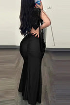 Sequin Slit Maxi Dress with Elegant Contrast