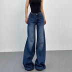 Retro American plus straight leg women jeans washed and versatile Gothic Harajuku loose fit high waisted casual jeans y2k pants