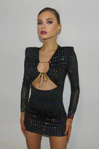 Sequined Mini Dress with Hollow Straps