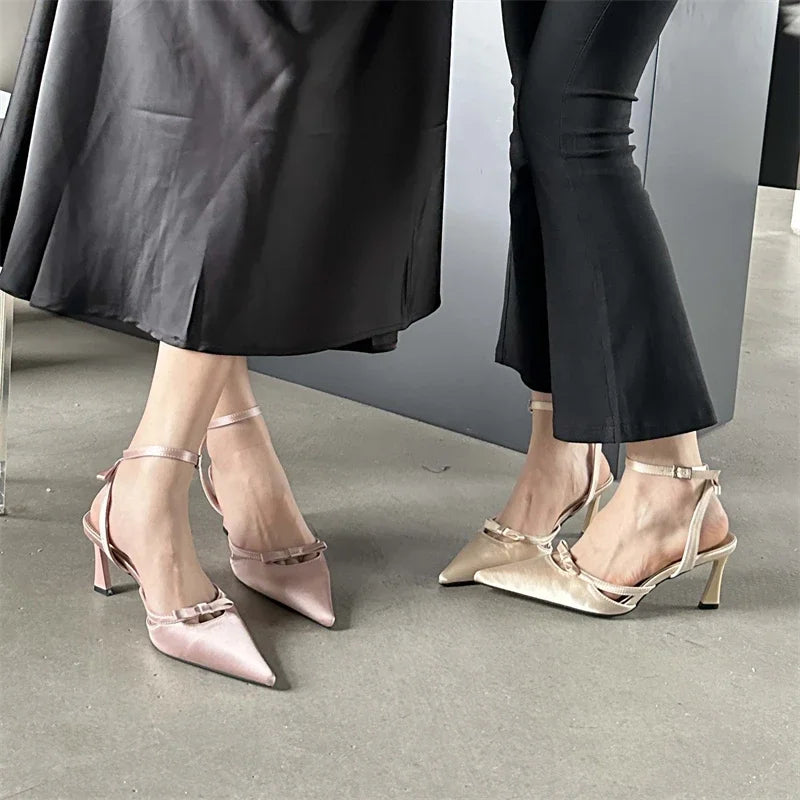 Ankle Buckle Strap Women Pumps Sandals with Thin Heels