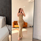 Satin Cowl Neck Spaghetti Strap Slip Maxi Gown