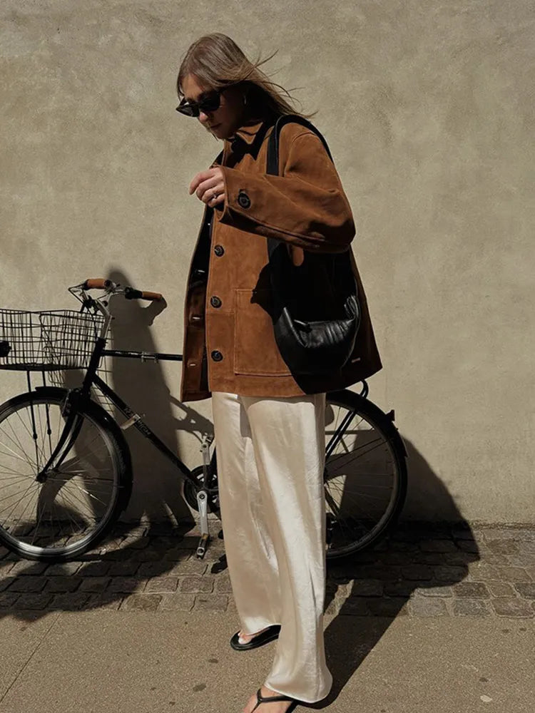 | Retro coat with lapel collar