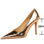 Metal Stone Pattern Woman Pumps High Heels for Wedding - High Quality