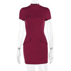 Short Sleeve Mini Dress with Two Pockets