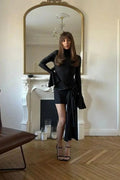Elegant Flare Sleeves Slim Mini Dress with Irregular Hem