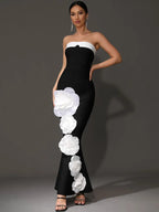 Elvy Strapless Bandage Gown with Flower Detail