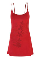 Printed Spaghetti Strap Backless Mini Dress