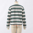 Vintage Stripe Basic Women's T-shirt Casual Long Sleeve Female All Match Polo Shirt Spring New Ladies Loose Tops High Street