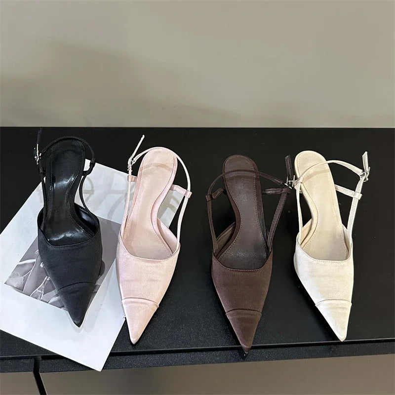Spring Buckle Strap Women Pumps Sandals with Thin Heels