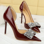 Rhinestone Women's High Heel Pumps in Patent Leather
