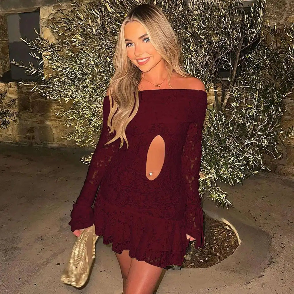 Floral Lace Strapless Sweetheart Neck Tiered Ruffle Hem Bodycon Mini Dress