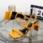Plus Size Women's Summer Sandals with Thick Square Heel and Elastic Band