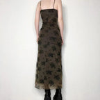 Bianca Minimalist Vintage Floral Lace Dress with Sheer Overlay Chic Silhouette Collection