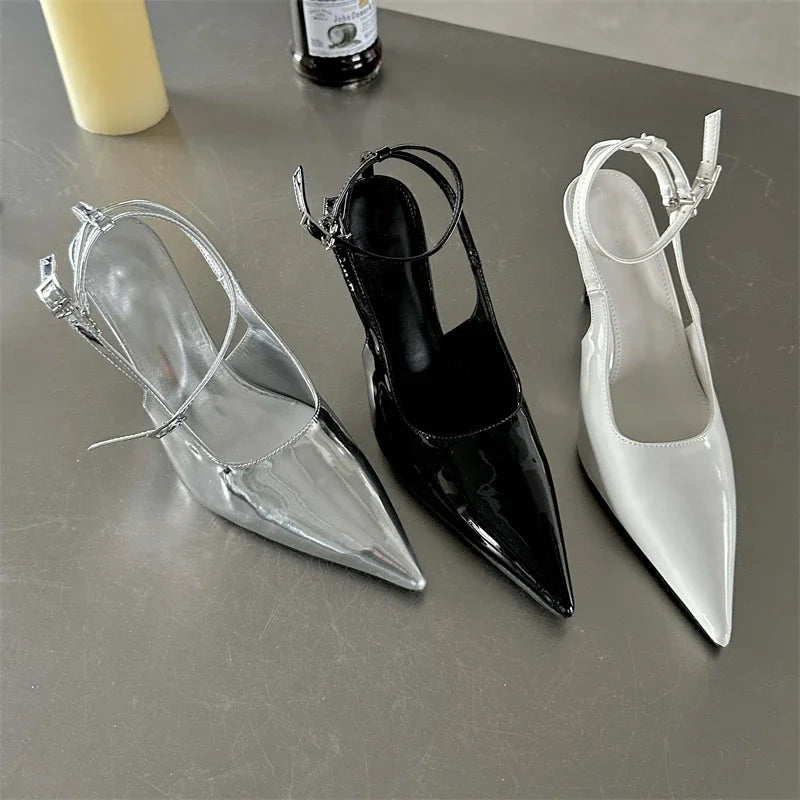 Spring Pointed Toe Women Pumps with Ankle Buckle Strap Stiletto Heels