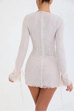 Lace Patchwork Long-Sleeved Zipper Mini Dress