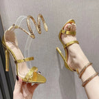 Open Toe Ankle Strap Women Sandals with Sexy Hollow Out Thin High Heels