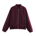 Casual Zipper Long Sleeve O-neck Coat for Women Spring New Solid Loose Female Jacket Vintage Ladies Outwear Top High Street