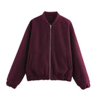 Casual Zipper Long Sleeve O-neck Coat for Women Spring New Solid Loose Female Jacket Vintage Ladies Outwear Top High Street