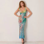 Hollow Pattern Cami Floral Dress