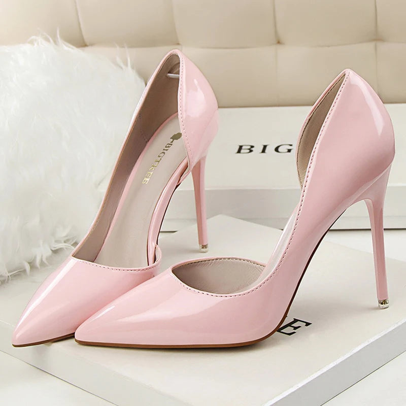 Patent Leather High Heel Stiletto Party Shoes for Women in Office Career