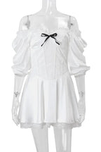 Off-Shoulder Long Sleeve A-Line Mini Dress