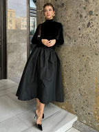 Isabella Minimalist Long Sleeve Midi Dress Designer Edit